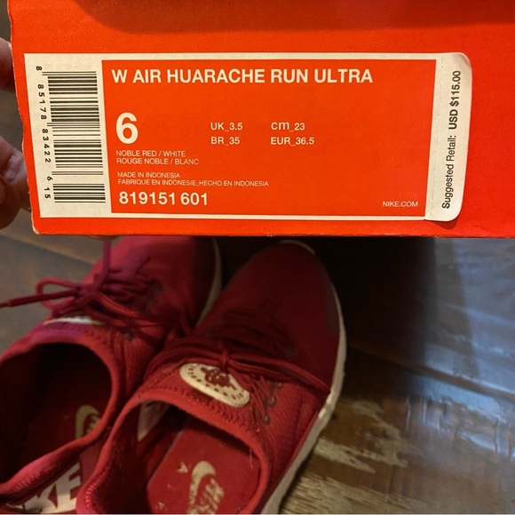 Nike Air Huarache Run Ultra Womens Size 6 819151-601 Burgundy Running Shoes - Picture 7 of 8